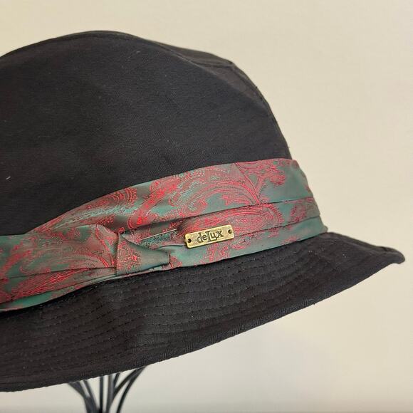 De Lux Fedora Hat Womens M/L Black Cotton Formal Retro Fashion Outdoor Mobwife - Picture 2 of 9